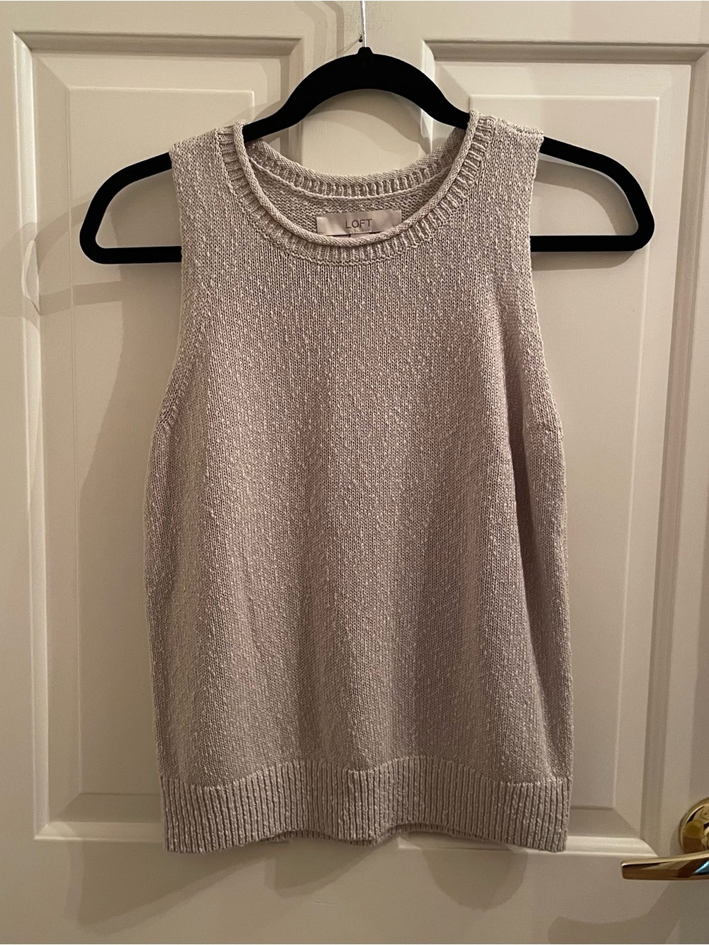 LOFT Sleeveless Knit Tank in Light Gray